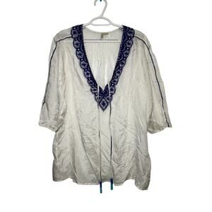 Nougat London 100% silk blouse womens 3 large bohemian prairie boho chic‎